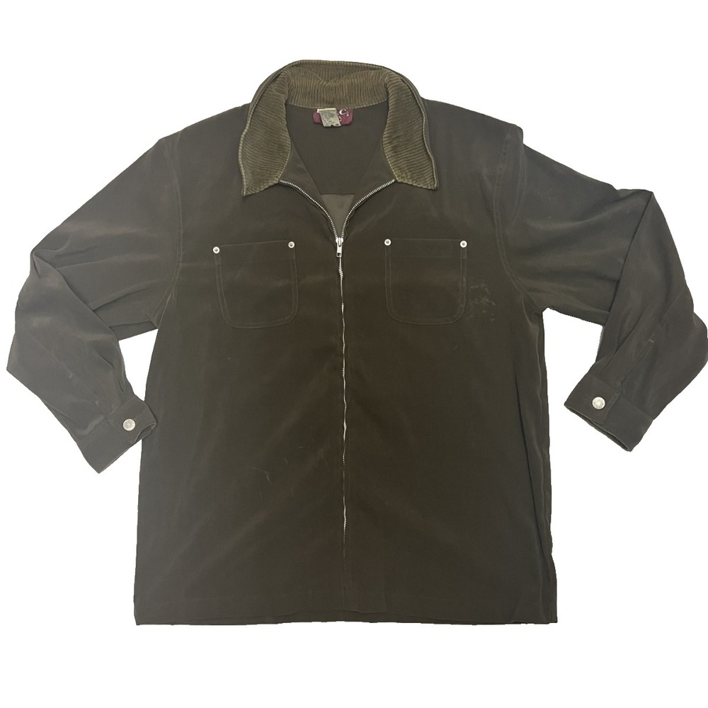 Denim and Co Jeanswear Jacket Mens Large Army Green Full Zip